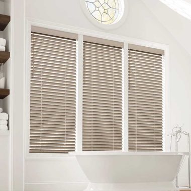 faux wood blinds bathroom
