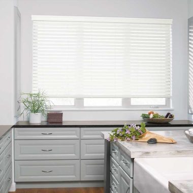 faux wood blinds kitchen