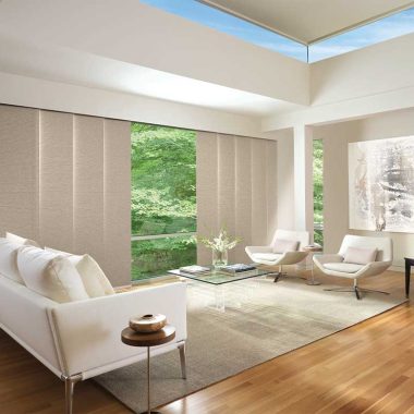 panel track blinds living room